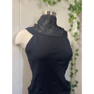 Women’s Vintage Black Stretchy Tank Fishnet Turtleneck M